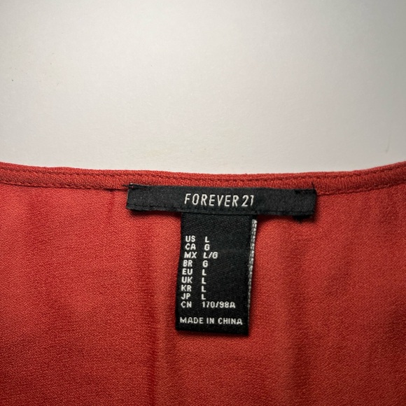 Forever 21 Terracotta Lace-Up Blouse - Picture 2 of 8